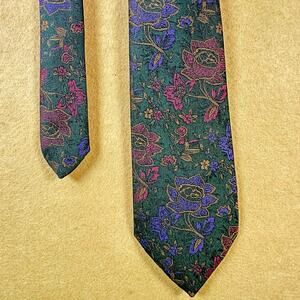 Pierre Cardin Tie Paris 3" x 54" Poly Dark Green Floral